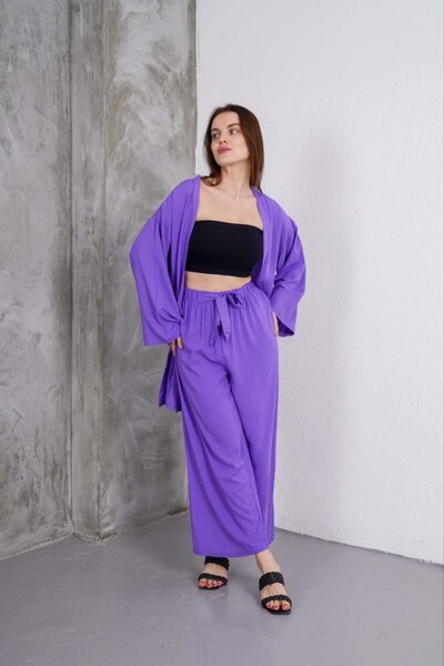 Giyimsel طقم بنطلون كيمونو نسائي من نسيج الفسكوز المنسوج