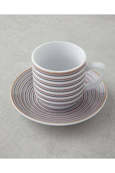 English Home Ashley Porcelain Coffee Cup Set 4 Pieces 2 Person Black-Claret Red (04.08.2025)
