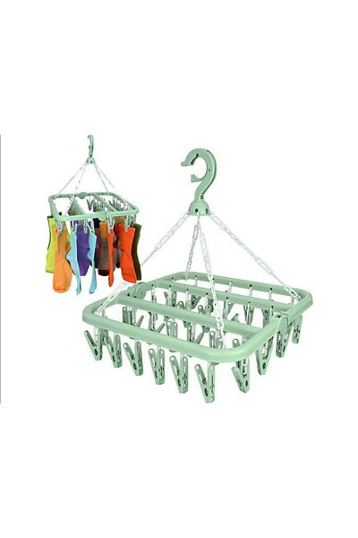 zola Uscator pliabil pentru lenjerie si sosete, 32 clesti, agatatoare, plastic, 32 x 32 x 38 cm