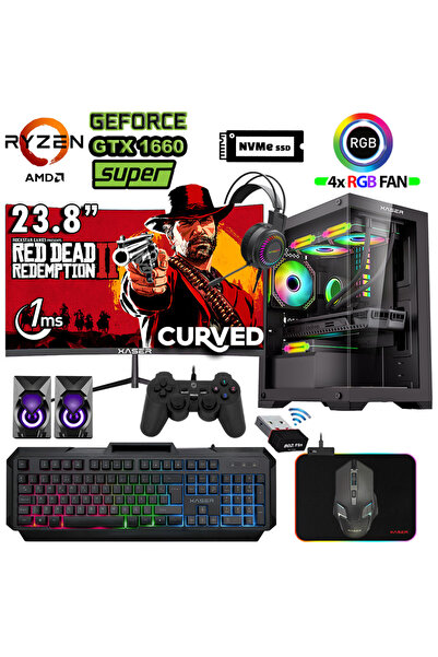 XASER Blood x140 Ryzen 7 5700x 32GB Ram 1TB M.2 SSD 6GB GTX1660 23.8" Masaüst...