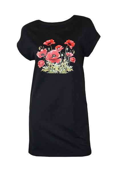 Atelier Anca Socolovschi Short black dress with poppy pattern