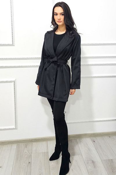 FashionForYou Trench slim pentru femei Marlene, cu închidere cu șnur, negru, L
