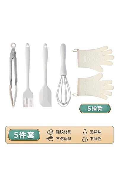 CLICK Set 5 ustensile de bucătărie, silicon și oțel inoxidabil, mini spatulă,...