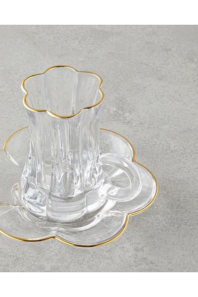 English Home Monica Glass 12 Piece Tea Set for 6 People 80 ml Gold (4.08.2025)
