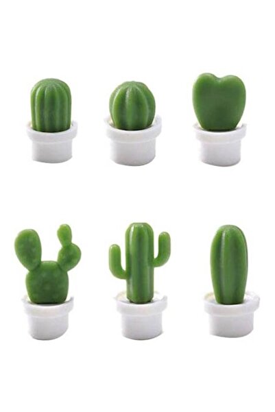 Flo Σετ 6 μαγνήτες ψυγείου για αξεσουάρ κουζίνας, σχέδιο κάκτου, ABS και μαγνήτης, πράσινο/λευκό