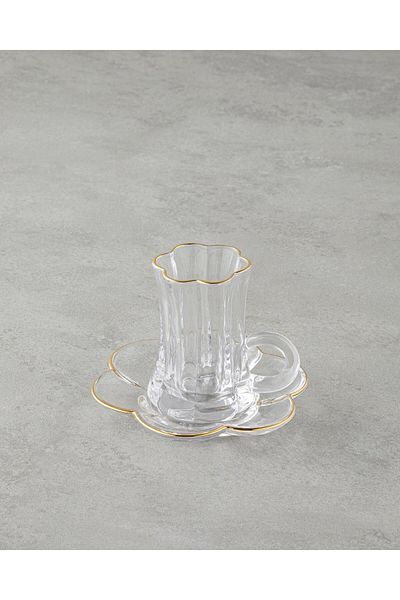 English Home Monica Glass 12 Piece Tea Set for 6 People 80 ml Gold (4.08.2025)