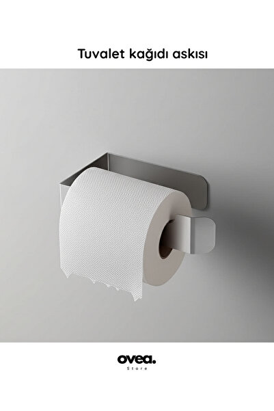 Ovea Store Paslanmaz Çelik Tuvalet Kağıdı Askılık / Yapışkanlı Tasarım / 18 c...