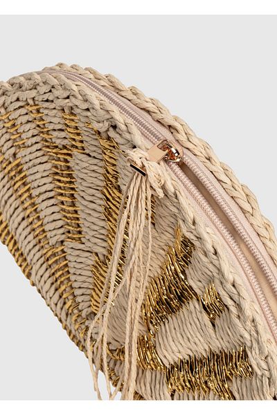 Boleine Clutch Straw Bag Women's Straw Beige&Gold Handbag Bloy25070