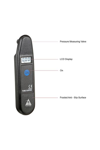 Safari TG-57 Digital Tire Pressure Gauge with LCD Display for Cars, Motorcycles, and Bicycles