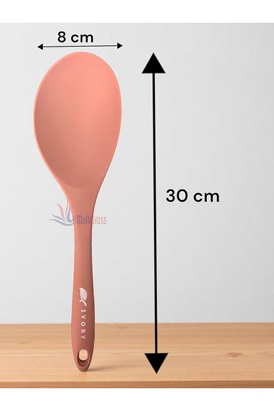 Multiamo Heat Resistant Silicone Colander Ladle Spatula Spoon Tongs Set (30-28-22-20 cm) 8 Pieces