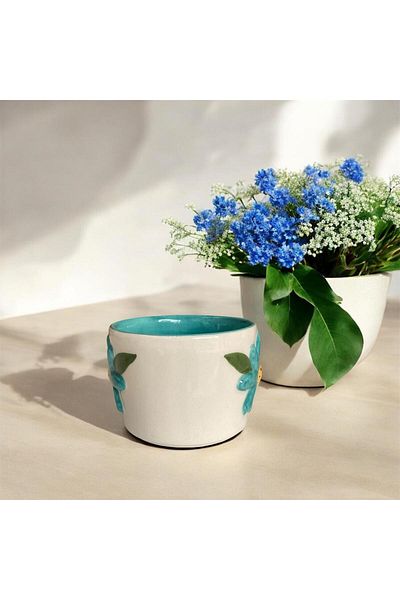 MOSHOME Embossed Flower Pattern Handmade Mug, Tea and Coffee Cup