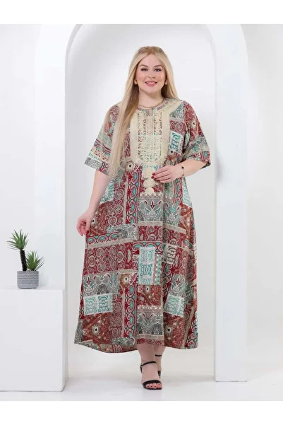 AFandina A-387 Embroidered floral jalabiya with delicate details for an attractive and modern look.