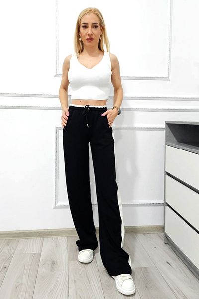 FashionForYou ALFA OISO casual animal print pants, wide leg cut and drawstring waist, Black, XL