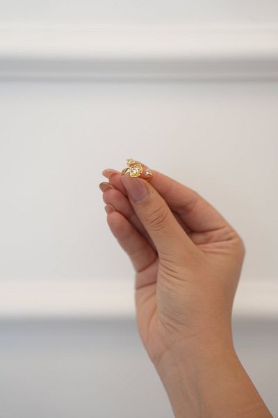 Ladies&Gentlemen Brass Gold Color Zircon Stone Seashell Model Adjustable Women's Ring