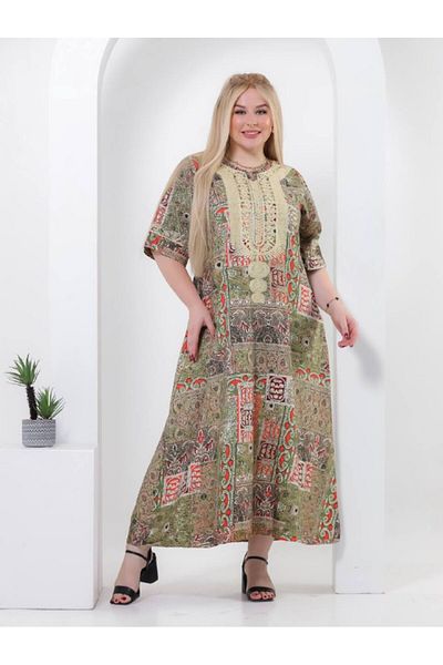 AFandina A-387 Embroidered floral jalabiya with delicate details for an attractive and modern look.