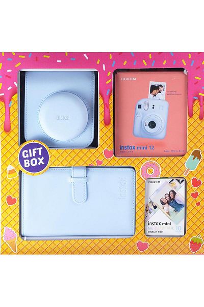 FUJI Instax mini 12 Instant Film Camera Bundle Kit Pastel Blue