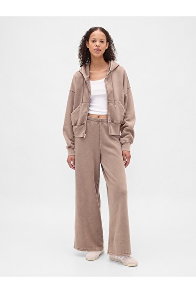 GAP Kadın Açık Kahverengi VintageSoft Fermuarlı Wedge Sweatshirt