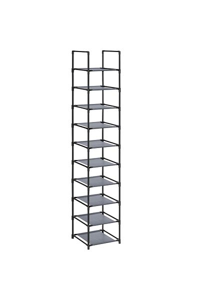 SONGMICS Suport pentru pantofi cu 10 nivele, cadru metalic, rafturi din textil, 33x33x173cm, gri