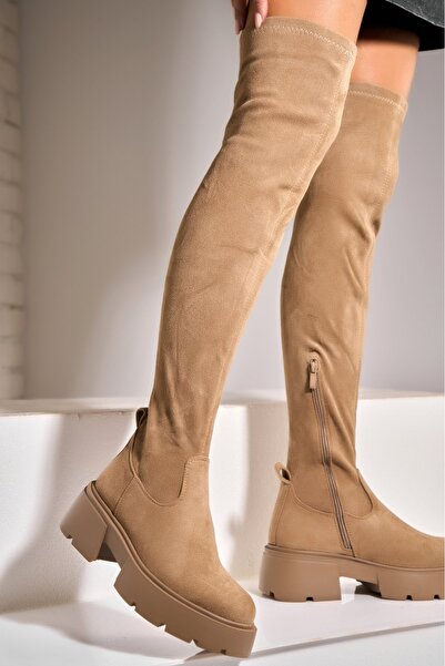 Joana Cizme Dama Imblanite Kaki din Piele Ecologica Intoarsa Haysley