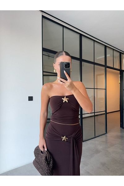 BB Bensu Buyruk Brown Set with Gold Sea Star Accessories