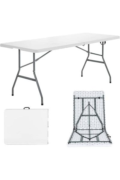 SKY TOUCH SKY-TOUCH Lightweight Folding Trestle Table, 150x70x75cm, Heavy-Duty Plastic Picnic and Camping Tabl