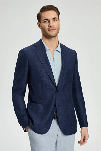 Hemington Linen-Silk Blend Navy Blue Summer Blazer Jacket