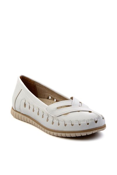 Bambi White Leather Women's Ballerinas K01140005103