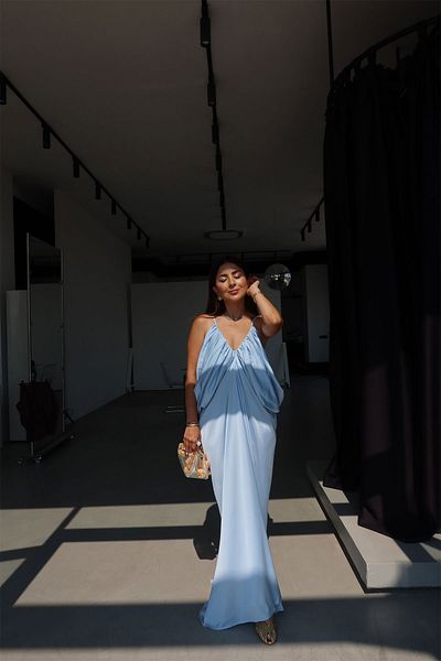 Özge Özgenç Front Back V Long Satin Dress