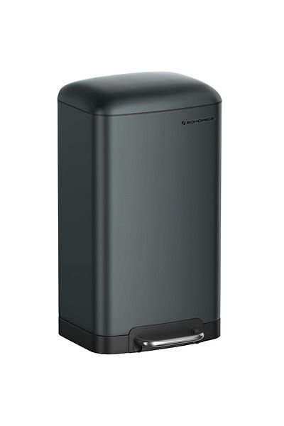 SONGMICS Trash can 34x25x61 cm, 30L, with pedal, soft-close lid and removable bucket, green-gray
