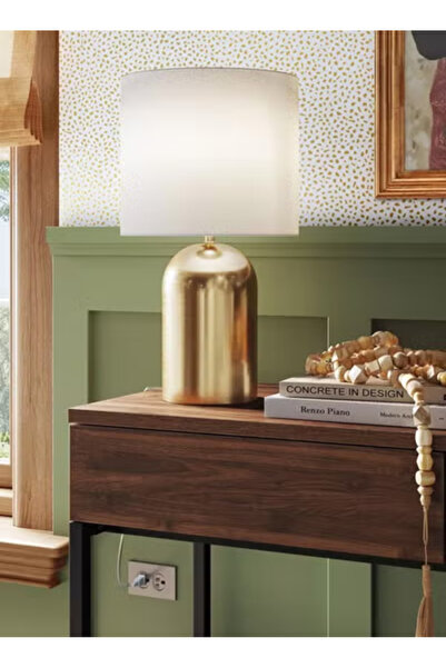 Taimi Pack Of 2 Dimmable Bedside Table Lamp, Modern Metal Base with Fabric Cover, for Bedroom, Office