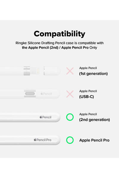 Ringke قلم Apple Pencil (الجيل الثاني) وقلم Apple Pencil Pro | غطاء سيليكون لأقلام الرسم | أبيض