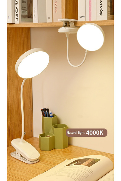 HALL BREATHE Şarjlı dokunmatik kıskaçlı masa lambası, 3 mod, 400 Lümen, beyaz...