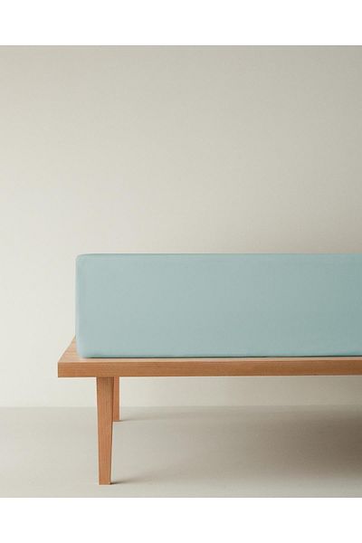 English Home Novella Premium Soft Cotton Double Fitted Sheet 160X200 cm Light Blue (4.08.2025)