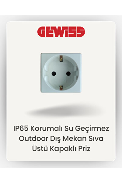 Gewiss IP65 Korumalı Su Geçirmez Outdoor Dış Mekan Sıva Üstü Kapaklı Priz