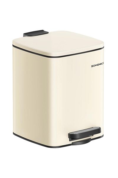 SONGMICS Bathroom waste bin with pedal and soft-close, 6 liters, beige