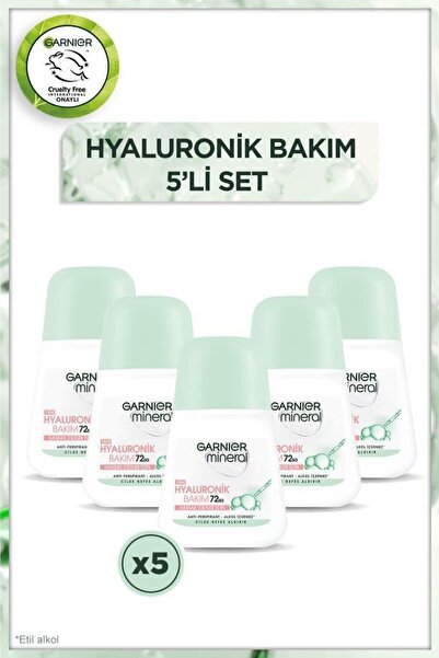 Garnier 5'li Mineral Hyaluronik Bakım Roll-On Deodorant, 72 Saat Etkili & Duş Lifi Hediyeli