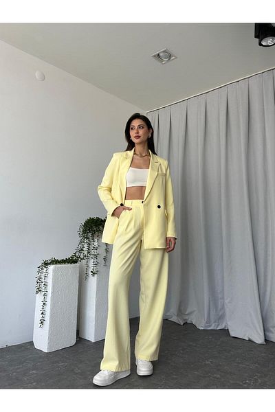 EFSUN MODA بدلة بنطلون وسترة كبيرة الحجم للسيدات مبطنة