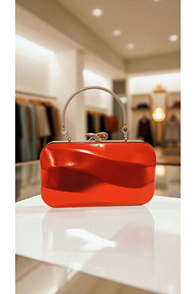 Butik BeyAbags حقيبة سهرة حمراء لامعة من القماش