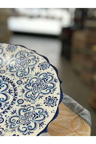 RGS HOMELİFE Set of 2 Blue Patterned Ceramic Plates – 19 cm and 25 cm