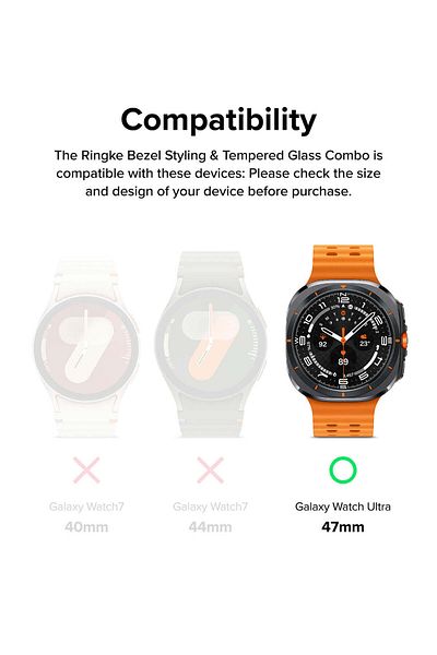 Ringke Samsung Galaxy Watch Ultra 47mm Case Cover | Bezel Styling + Glass Combo | 47-01