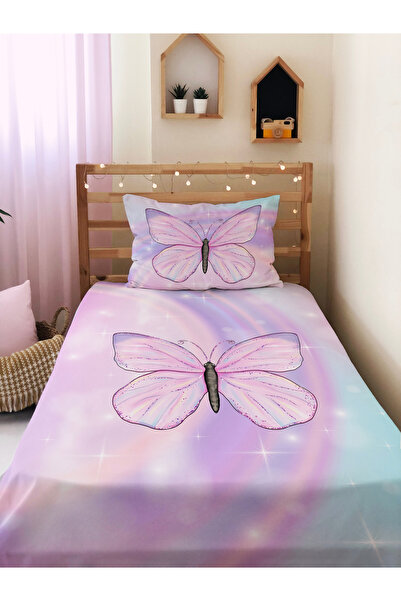 Evmila Kelebek Desenli Kadife Dekoratif Örtü 140x220 cm