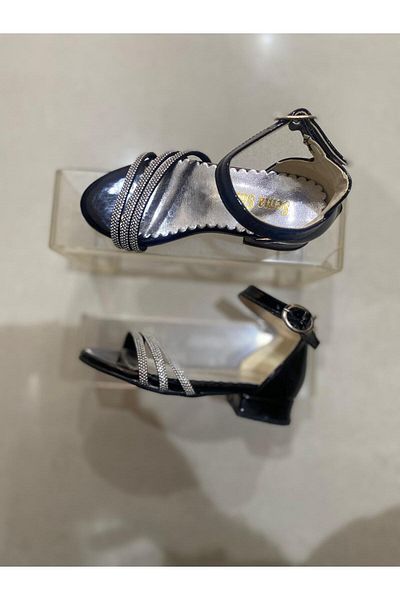 Aysun Ayakkabı Black Stone Accessory Lace-Up Baby Heels