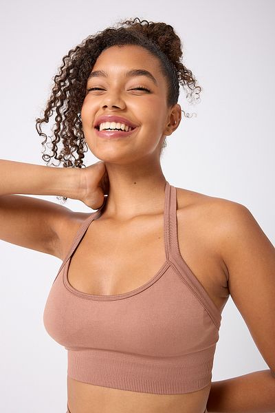 FOREVER MORE Women's Seamless Halter Neck Sports Bustier