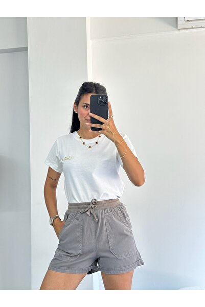 bunubanayolla Beli Lastikli Gabardin Şort