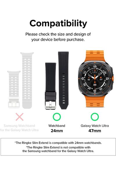 Ringke Samsung Galaxy Watch Ultra 47mm Case Cover | Slim Extend + Glass Combo | Titanium Black