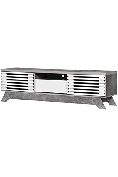 BAYTI Malaysian Wooden TV Table from Bayti, Gray and White, MLY-341