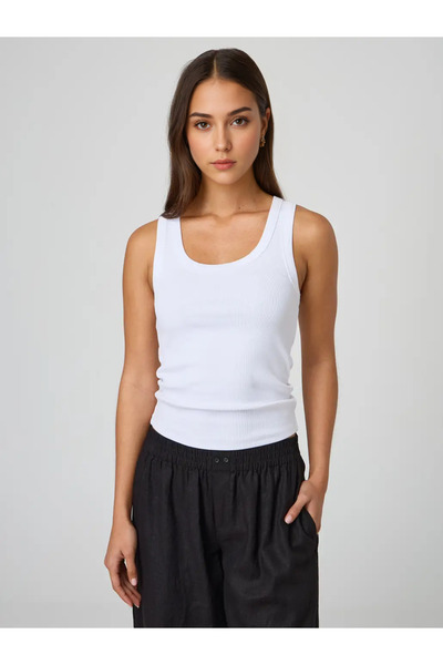 MİO ESTİLO Novelle Wide Strap Ribbed Tank Top