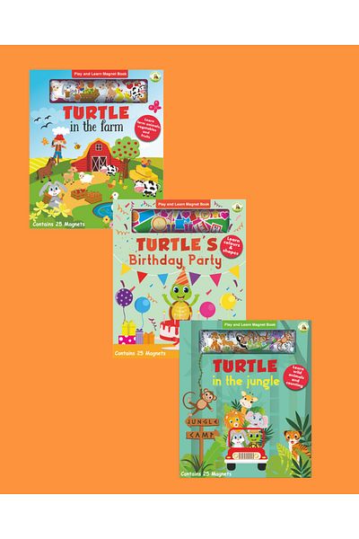 TURTLEKİDS Turtle Kids Play and Learn Magnet Book Series 3 (Farm - Birthday Party - Jungle)
