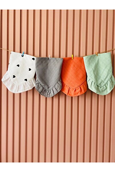 Pedimu 4-Piece Ruffle Detailed Muslin Baby Collar & Drool Bib – Snap Fastener...
