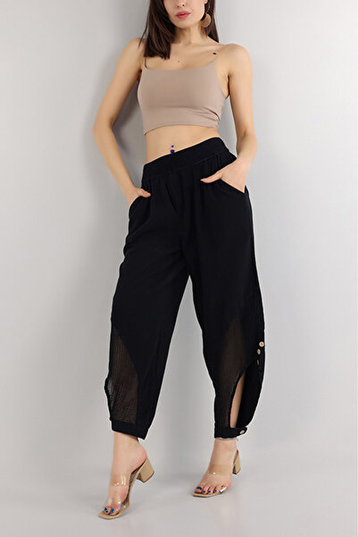 Store Mesh Leg Linen Shalwar Women's Trousers - Bohemian Style